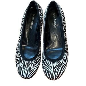 Vintage Enzo Angiolini Women's 8 calf hair leather ballet flats shoes luxury